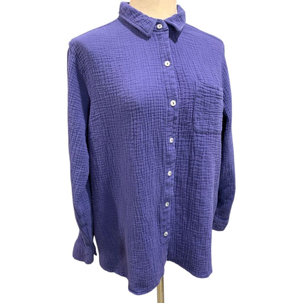 Size XL Jessica Simpson Womens Button Up Purple Textured Shirt